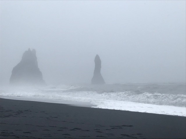 Picture of the Black Beach and Rock Pillars taken during one of the day trips from Reykjavik along the southern coast of Iceland.