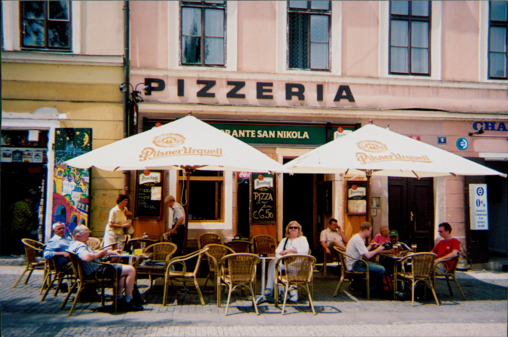 This is a picture of a pizzeria located just steps from the Hotel Rott across from the Old Town Hall in Prague.