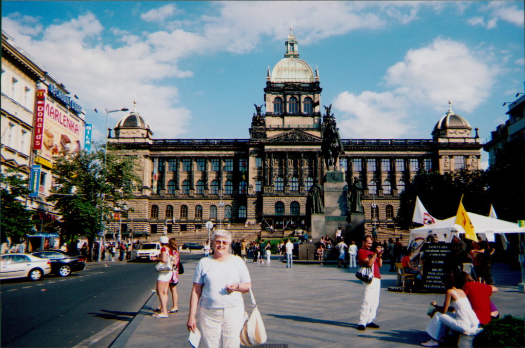 This is a picture of the Czech National Museum and St. Wenceslas Statue at the end of Wenceslas Square in Prague.