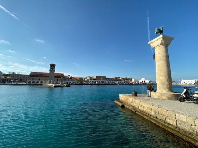 Picture of the Island of Rhodes Harbor where the Colossus of Rhodes statue was thought to had been.