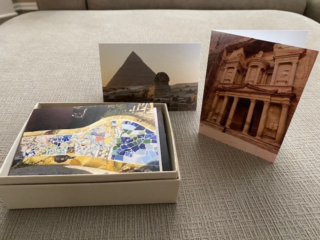 Picture of trip photos made into "thank you" cards.
